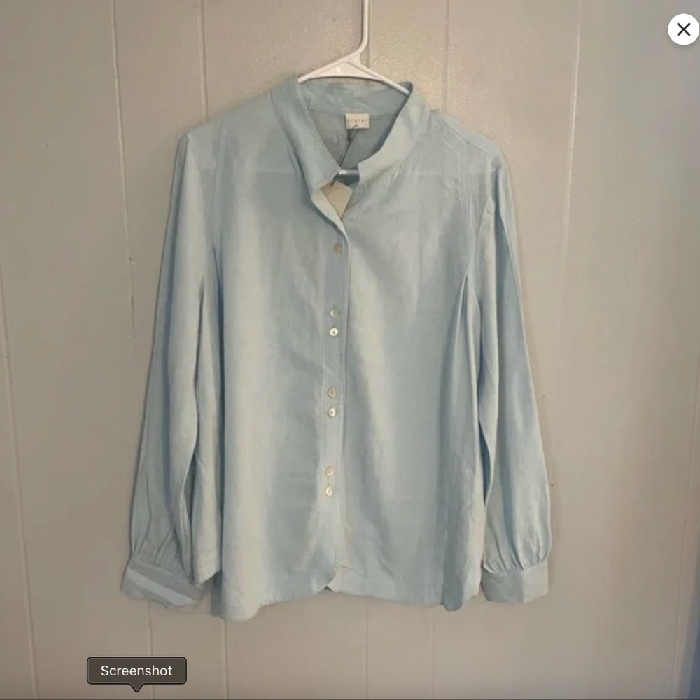 FUNNEL-NECK BLOUSE LENZING™ ECOVERO™ viscose & linen